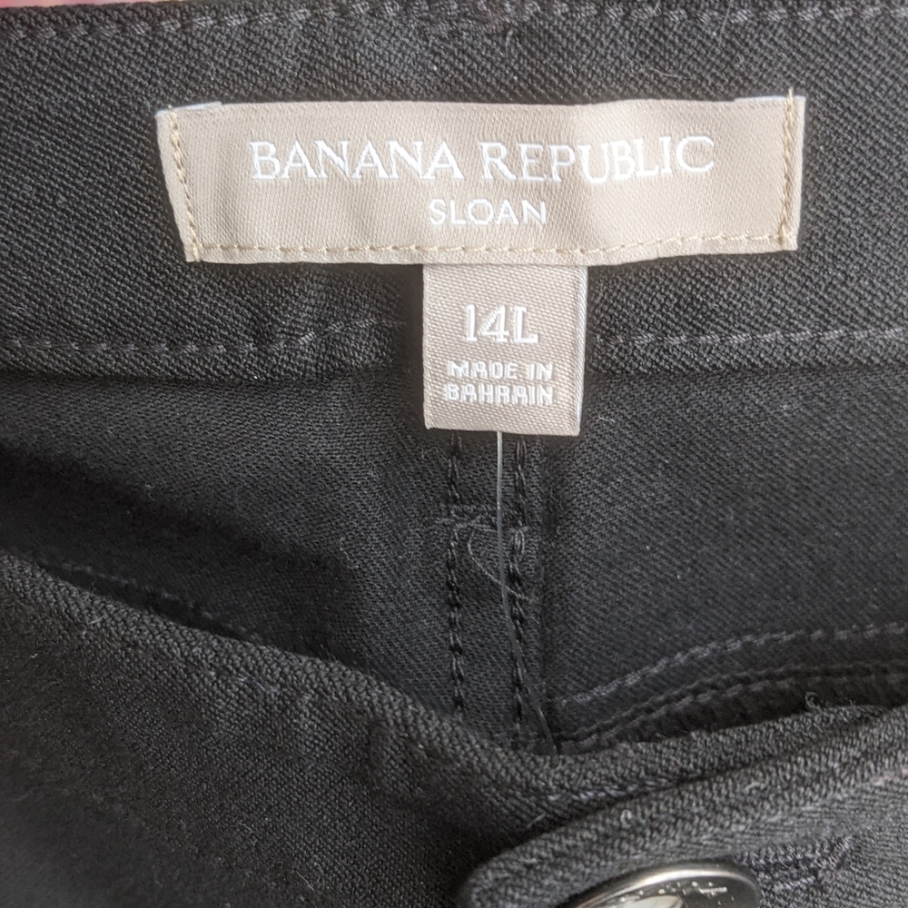 NWT Pants Leather TRIM (Faux) Banana Republic Black Stretch Trousers - Picture 9 of 9